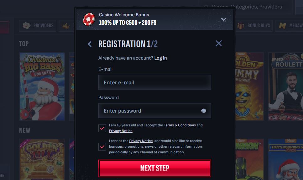 Register new account by entering email and password