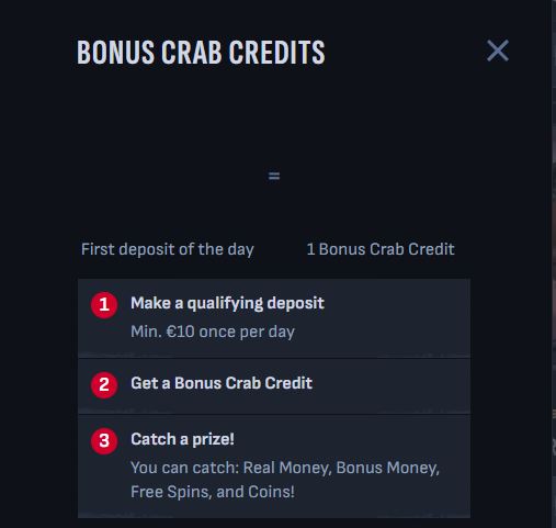 Win prizes with Bonus Crab daily deposit feature