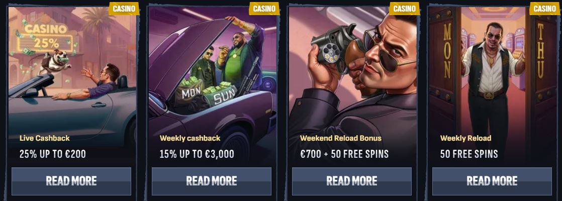 Browse cashback and reload promotions at casino